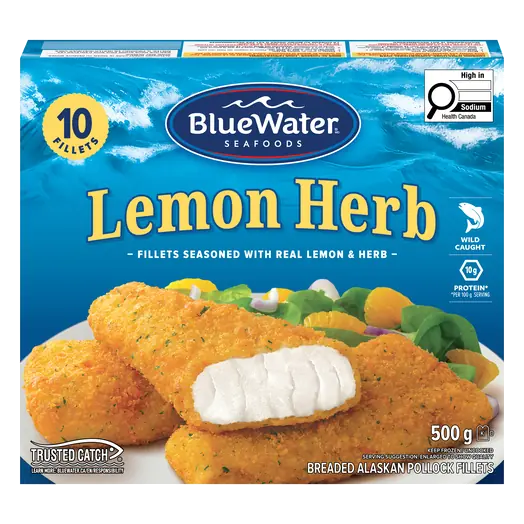 Frozen Breaded Alaska Pollock Fillets Lemon Herb 500 g