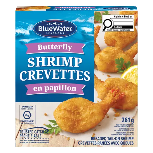 Frozen Breaded Tail-On Butterfly Shrimp 261 g