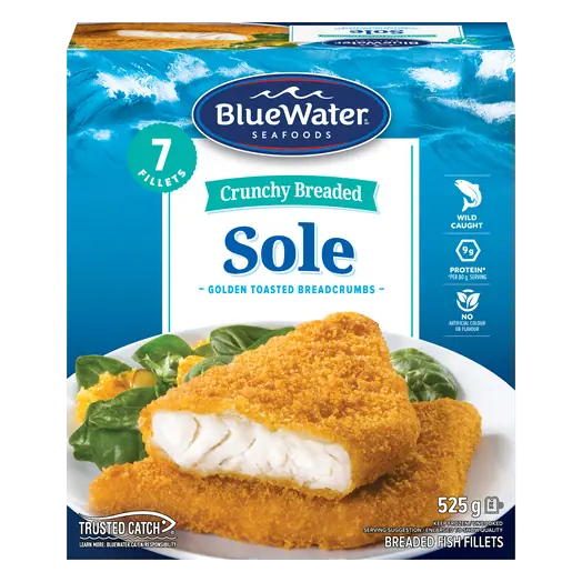 Frozen Crunchy Breaded Sole Fillets 525 g