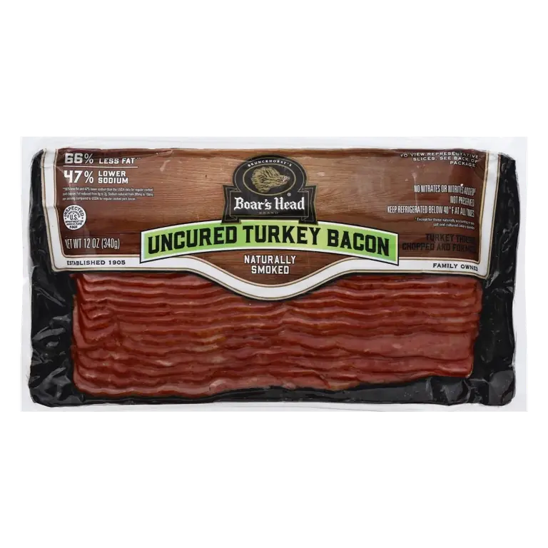 Boar's Head Uncured Turkey Bacon, 12oz: Certified Gluten-Free, Dairy-Free, Extra Lean