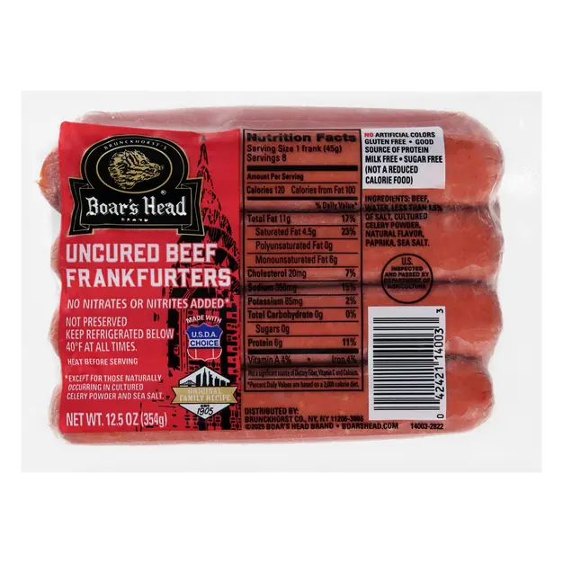Uncured Beef Frankfurters - 8 ct