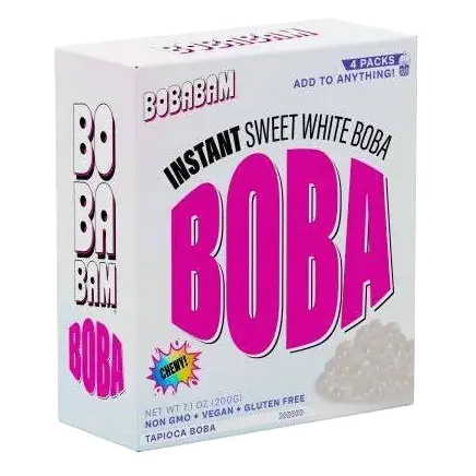BobaBam Instant Sweet White Chewy Boba Pearls, 7.1oz/4ct: Non-Caffeinated