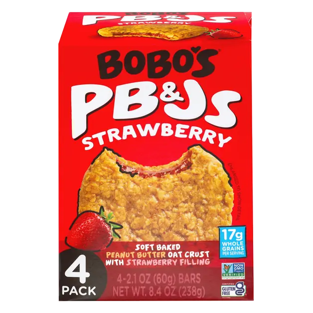 Bobos's Gluten Free PB&Js Strawberry Soft Baked Oat Crust Bars - 4 ct