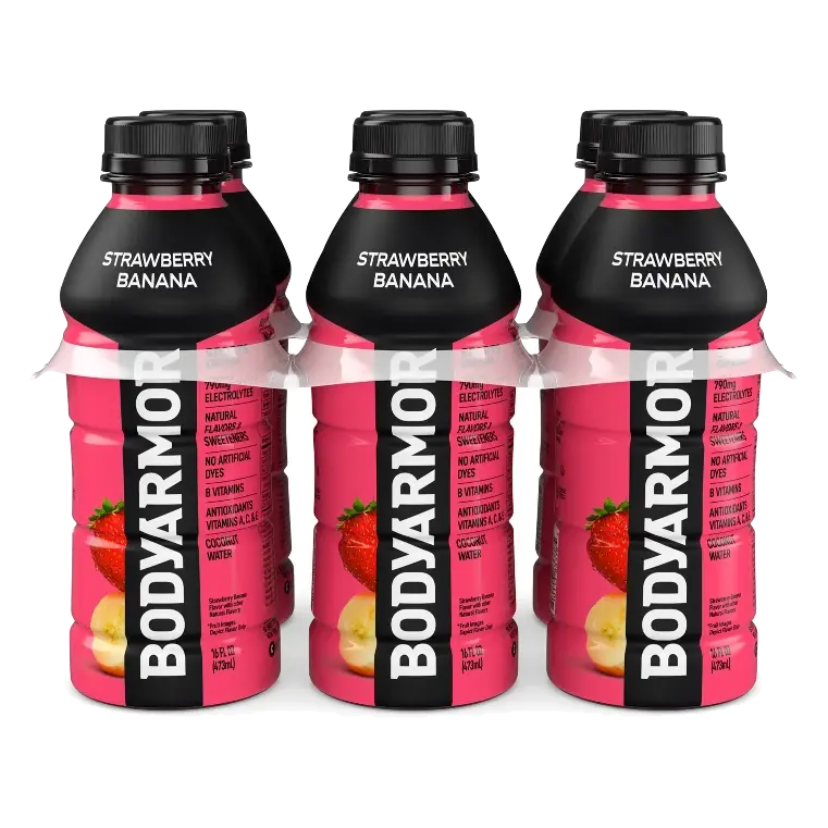 BODYARMOR Strawberry Banana Sports Drink, 6pk/16 fl oz: Gluten-Free, Non-Caffeinated