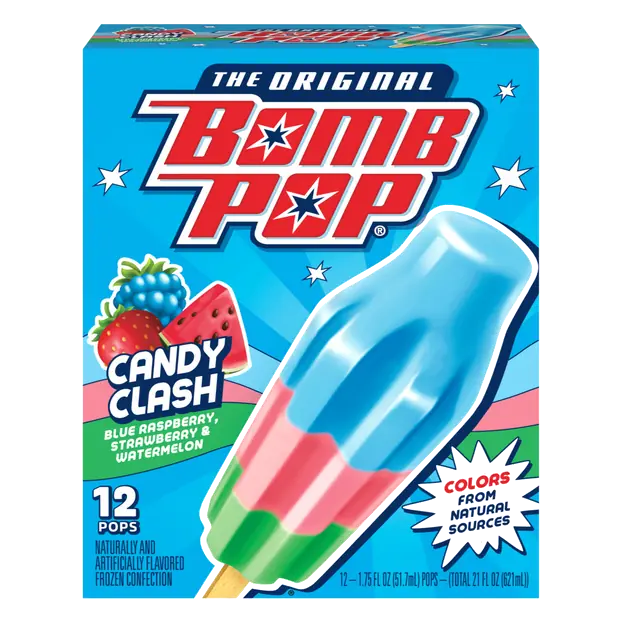 Candy Clash Blue Raspberry Strawberry & Watermelon Ice Pops 12 ct