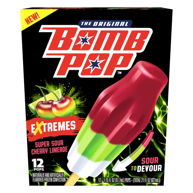 Extremes Super Sour Cherry Limeade Ice Pops - 12 ct