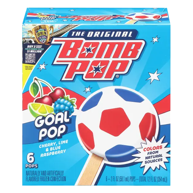 Goal Cherry Lime & Blue Raspberry Pops - 6 ct
