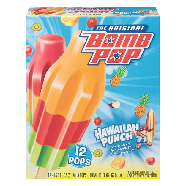 Hawaiian Punch Orange Juicy Red & Green Berry Ice Pops - 12 ct