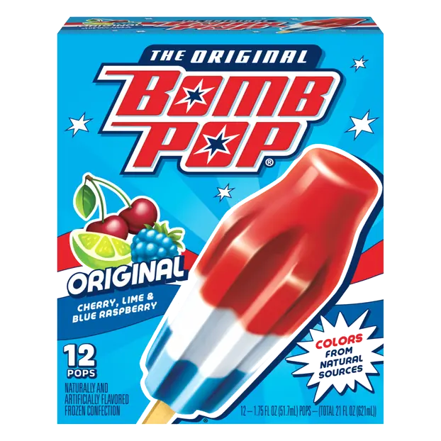 Original Cherry Lime & Blue Raspberry Ice Pops - 12 ct