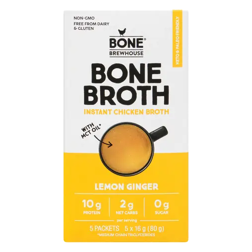 Instant Bone Broth Lemon 5 Pack Ginger 16 g