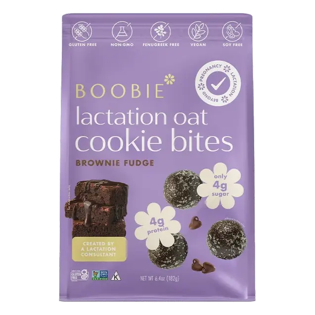 Boobie Organic Gluten Free Vegan Lactation Cookie Snacks for Breastfeeding - Fudge Brownie - 6.4oz