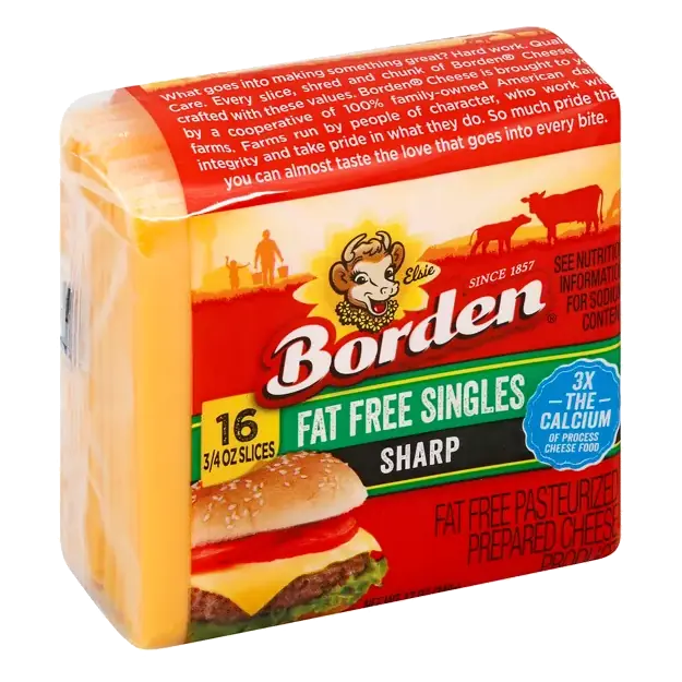 Cheese Product, Pasteurized Prepared, Sharp, Fat Free Singles