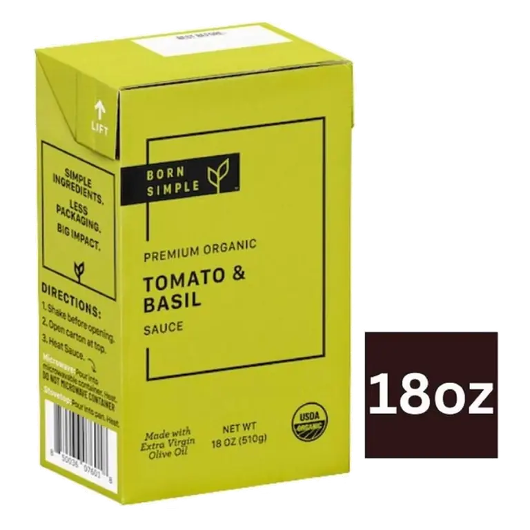 Born Simple Premium Organic Tomato & Basil Pasta Sauce, 18oz