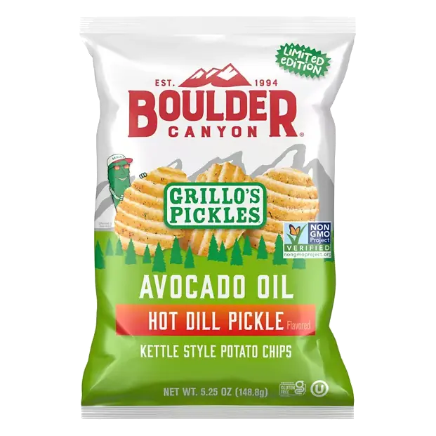 Avocado Oil Kettle Style Hot Dill Pickle Flavored Potato Chips