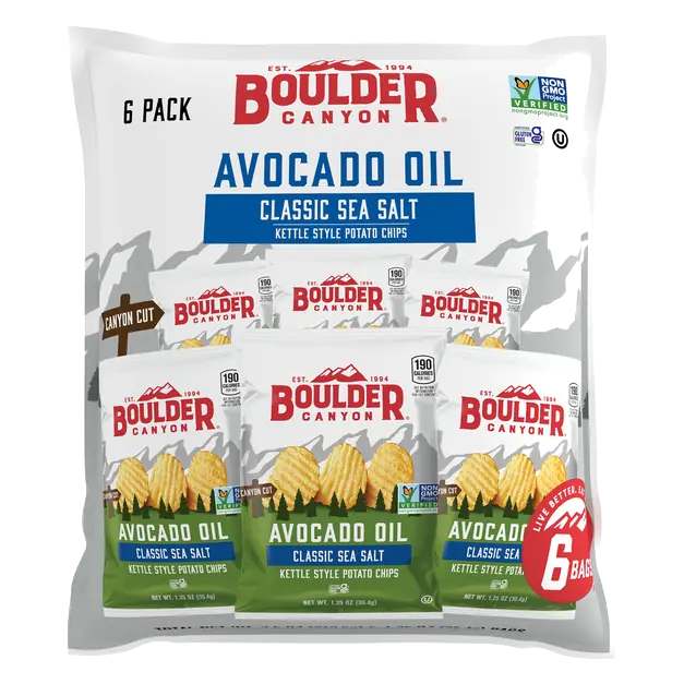 Kettle Style Potato Chips Avocado Oil Classic Sea Salt - 6 ct