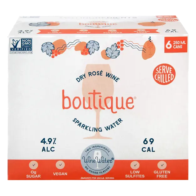 Gluten Free Dry Rose Wine Sparkling Water Beverage - 6 pk