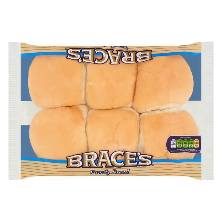 Brace's Family Bread 6 White Baps