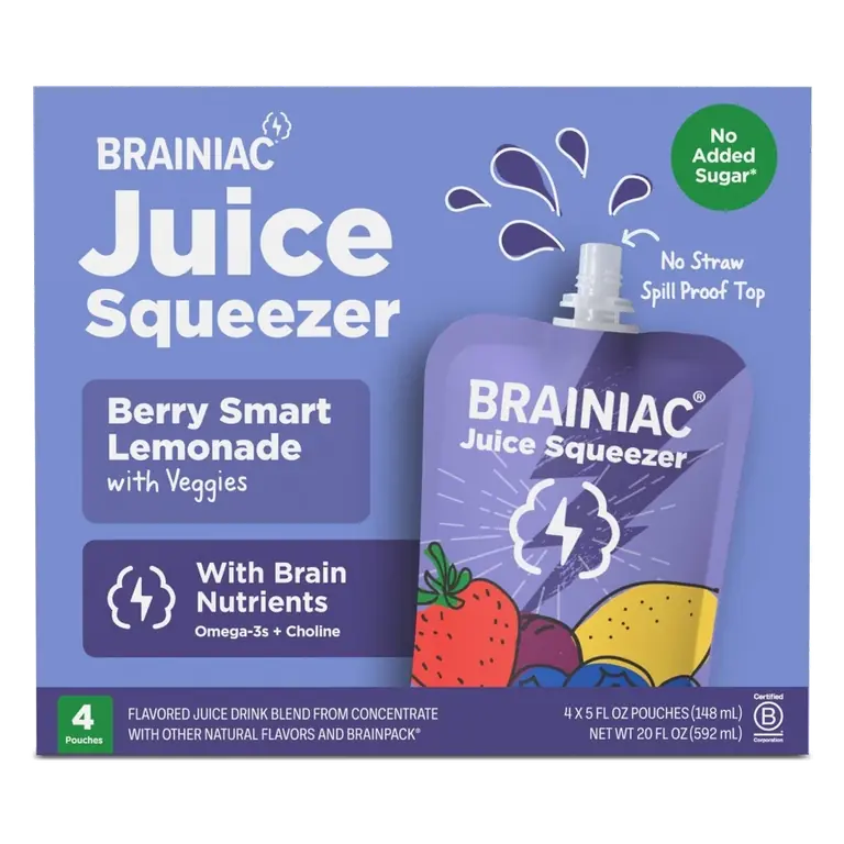 Brainiac Berry Lemonade Juice Squeezer, 4pk/5 fl oz Pouches