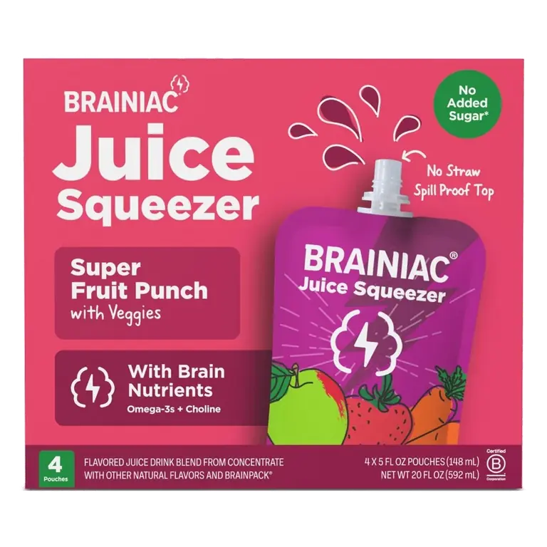 Brainiac Fruit Punch Juice Squeezer, 4pk/5 fl oz Pouches