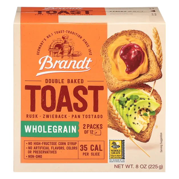Wholegrain Double Baked Toast - 2 ct