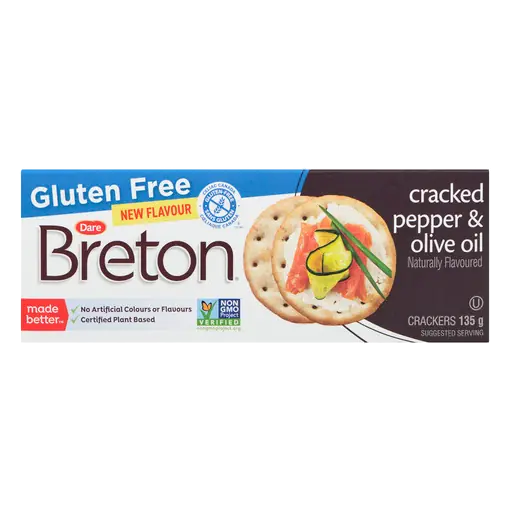 Dare Breton Gluten-Free Crackers Cracked Pepper & Olive Oil 135 g