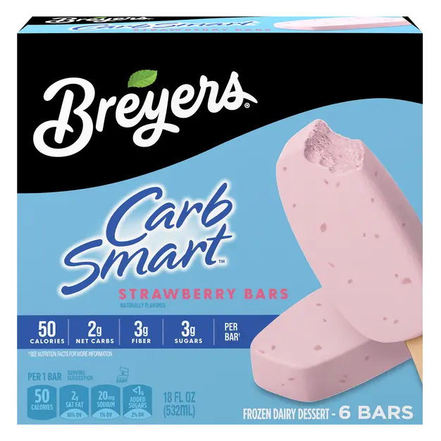 Carb Smart Strawberry Frozen Dairy Dessert Bars - 6 ct