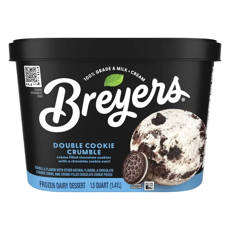Breyers Double Cookie Crumble Frozen Dairy Dessert With Chocolate Cookie Swirl, 48oz