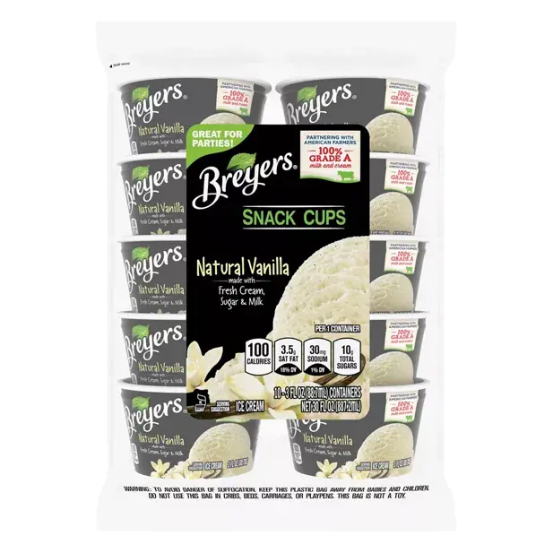 Ice Cream, Natural Vanilla, Snack Cups