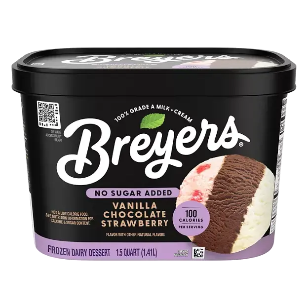 No Sugar Added Vanilla Chocolate Strawberry Frozen Dairy Dessert