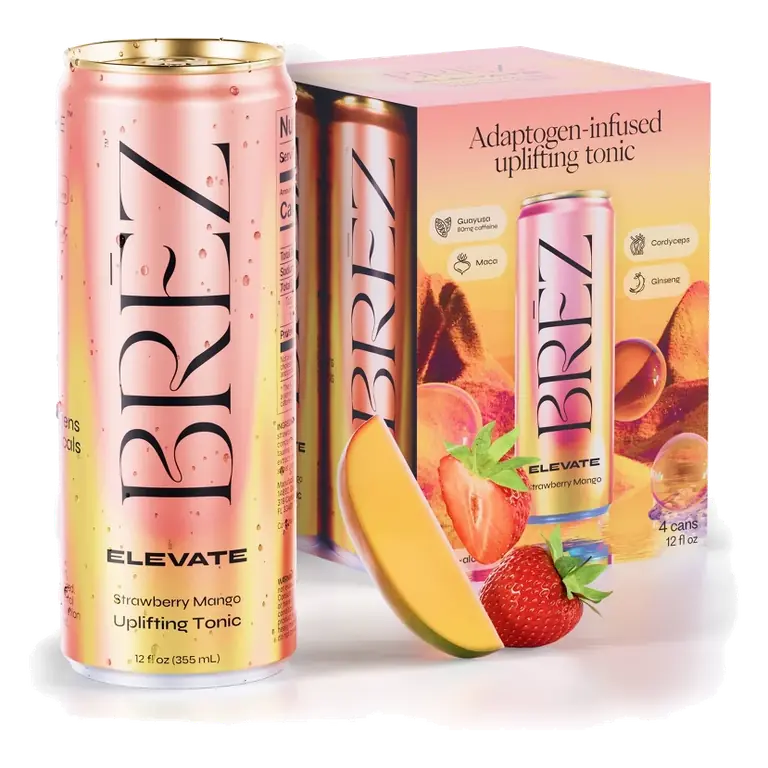 BREZ ELEVATE Non-Alcoholic Uplifting Tonic, 4pk/12 fl oz Cans