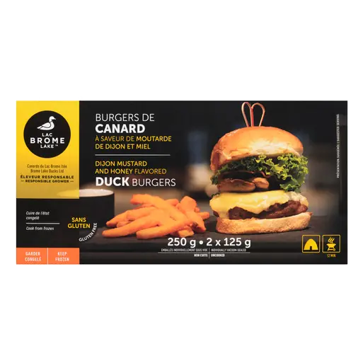 Brome Lake Frozen Duck Burgers Dijon Mustard And Honey 2 x 125 g