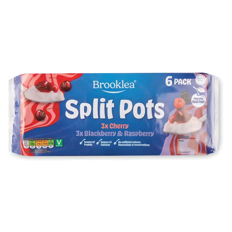 Yogurt & Fruit Compote Blackberry & Raspberry and Red Cherry Splitpots 6 Pack