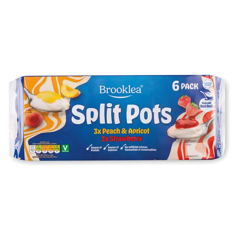 Yogurt & Fruit Compote Strawberry and Peach & Apricot Splitpots 6 Pack