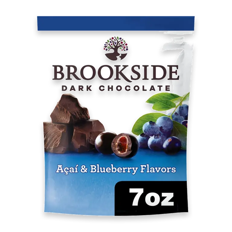 Dark Chocolate Acai and Blueberry Flavored Snacking Chocolate Bag