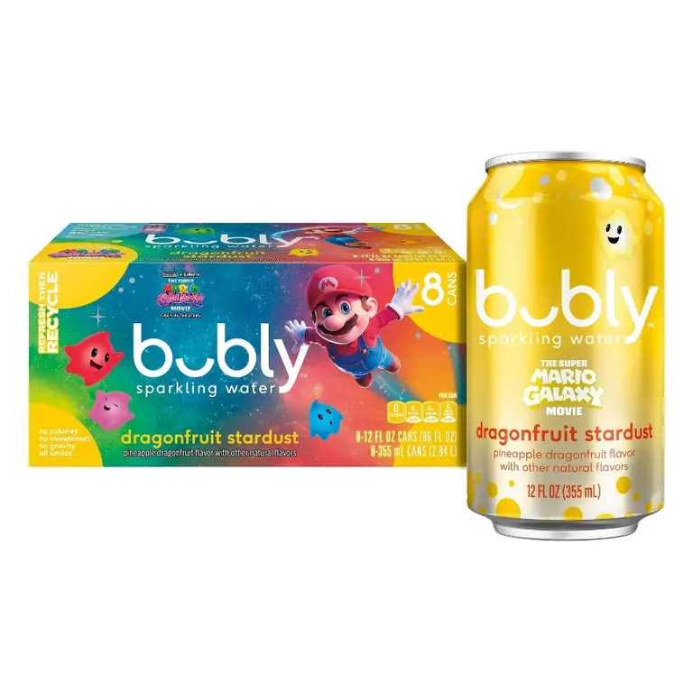 bubly Dragon Fruit Stardust Sparkling Water, 8pk/12 fl oz Cans