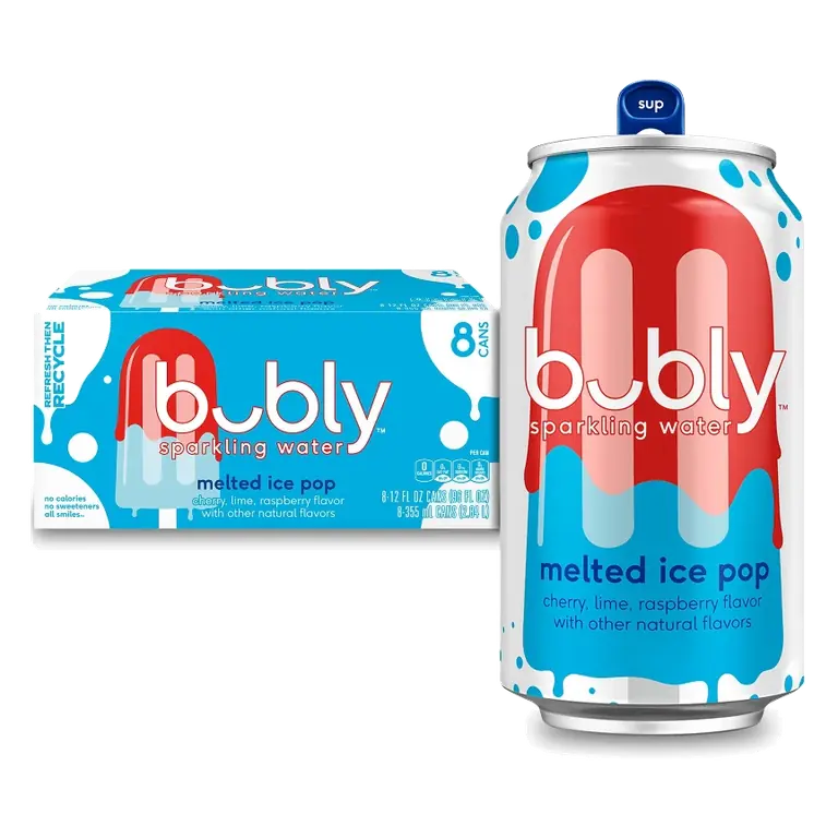 bubly Melted Ice Pop Sparkling Water, 8pk/12 fl oz Cans: Blackberry Flavor