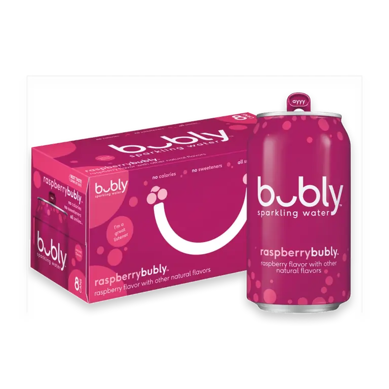 Raspberry Flavored Sparkling Water Cans