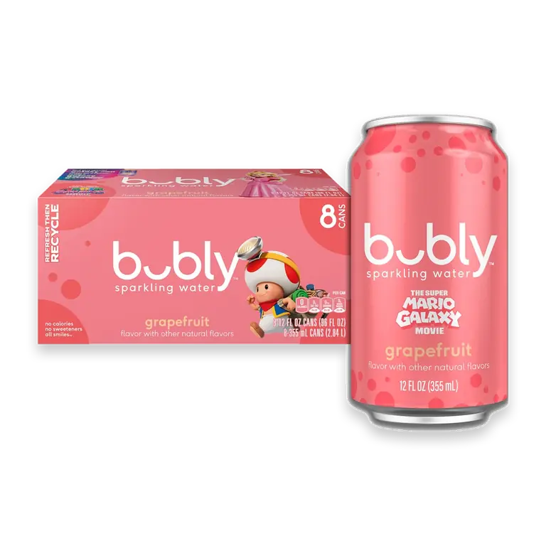 Sparkling Water, The Super Mario Galaxy Movie Grapefruit, Zero Sugar & Zero Calories