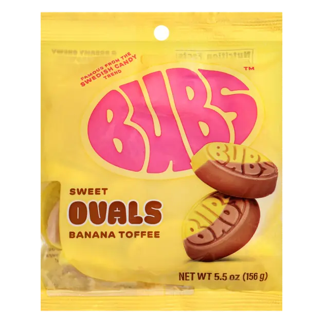 BUBS Banana Toffee Sweet Ovals Swedish Candy