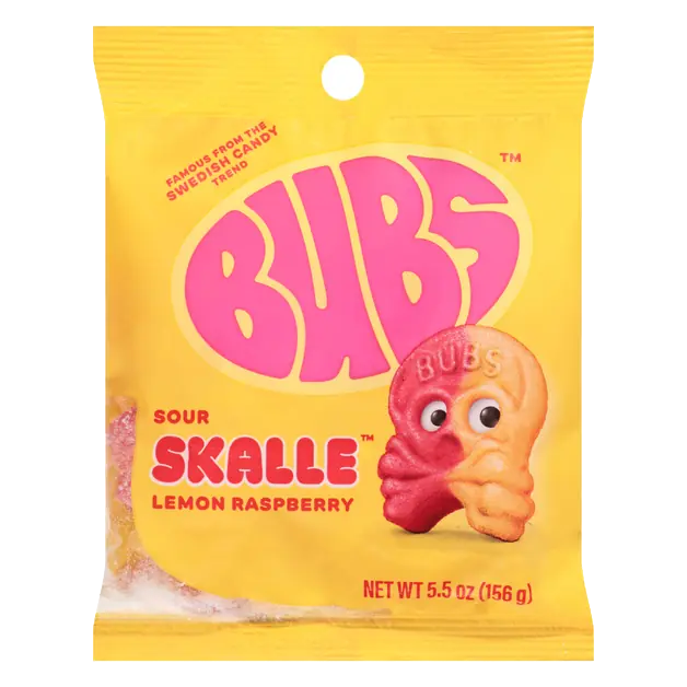 BUBS Lemon Raspberry Sour Skalle Swedish Candy