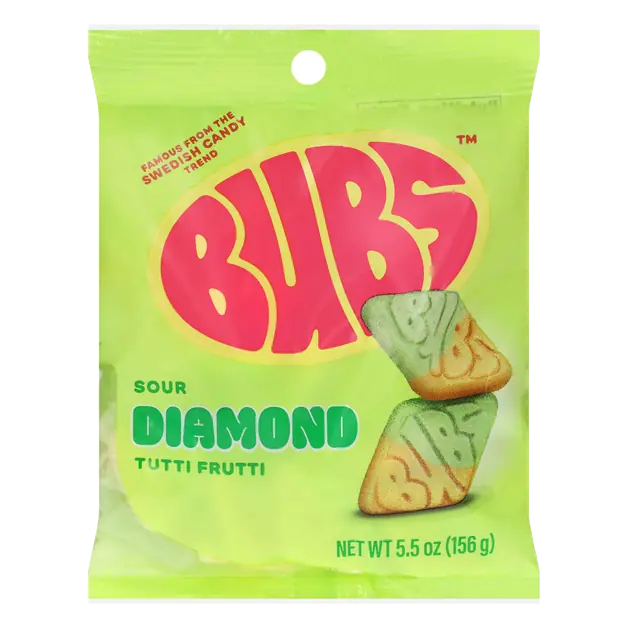 BUBS Sour Diamond Tutti Frutti Swedish Candy
