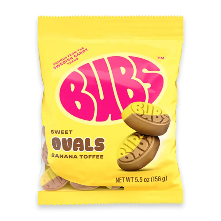 BUBS Banana Toffee Swedish Gummies Candy Bag