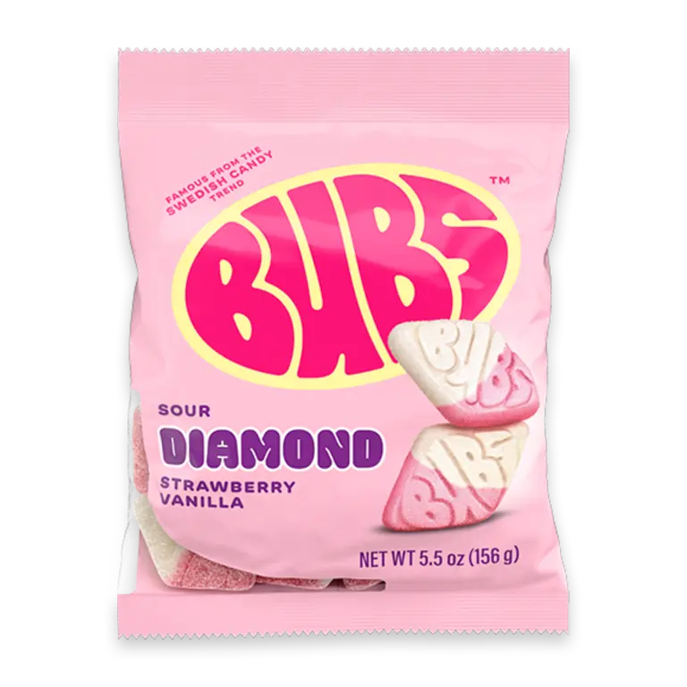 Bubs Strawberry Vanilla Sour Diamond Gummies