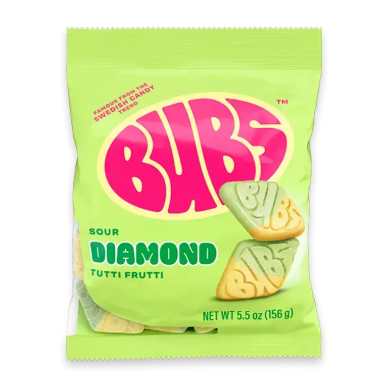 BUBS Tutti Frutti Sour and Sweet Flavored Gummies Candy Bag