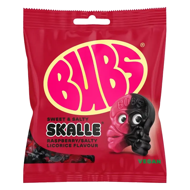 Godispåse Raspberry/Salty Licorice Skalle 155g