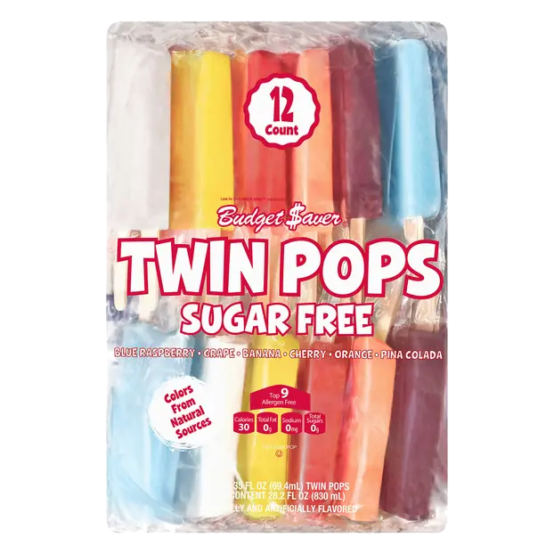 Twin Pops Sugar Free Assorted Flavors Ice Pops - 12 ct