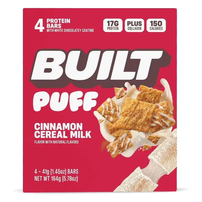 Built Bar Cinnamon Cereal Puff Protein Bars - 17g protein - 5.78oz/4ct