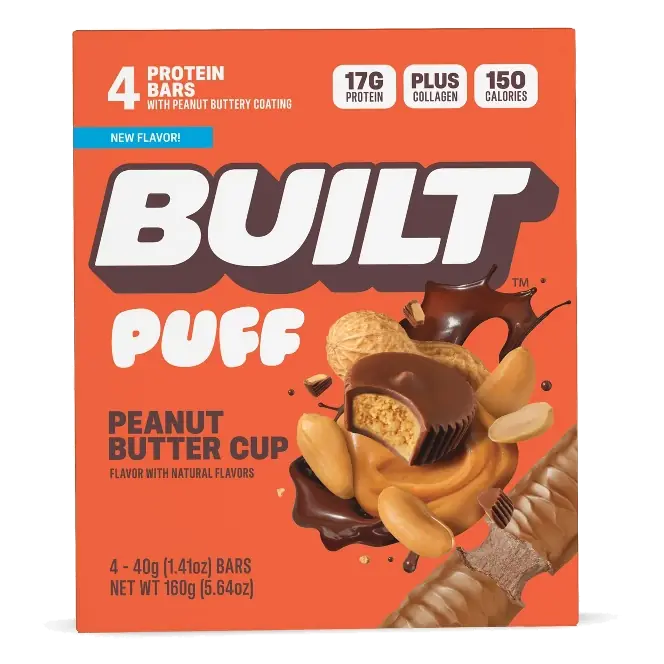 Built Bar Puff Peanut Butter Cup Protein Bars - 17g Protein - 1.41oz/4ct