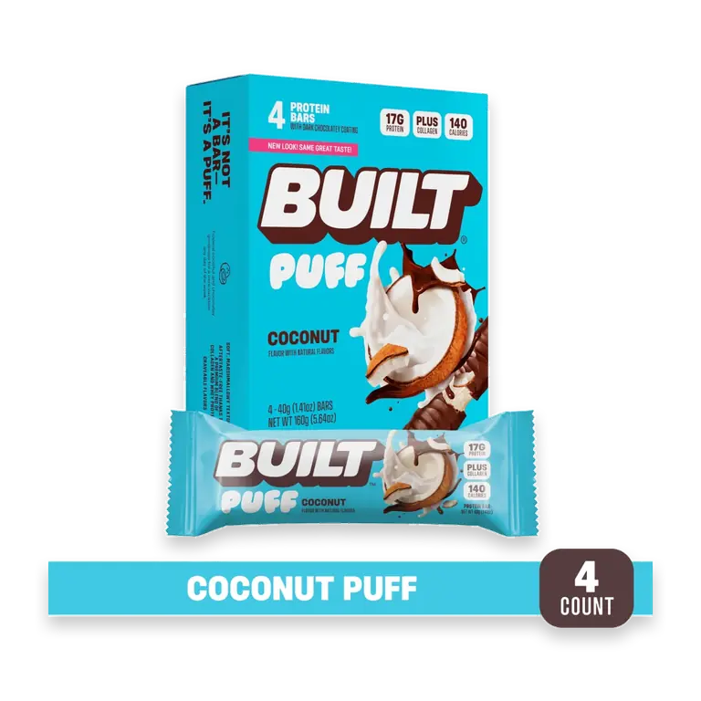 Puff Snack Bar, Coconut, 17g Protein, Collagen, 140 Calories