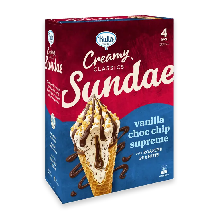 Creamy Classics Sundae Cones Vanilla Choc Chip
